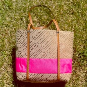 Coach purse brown and pink